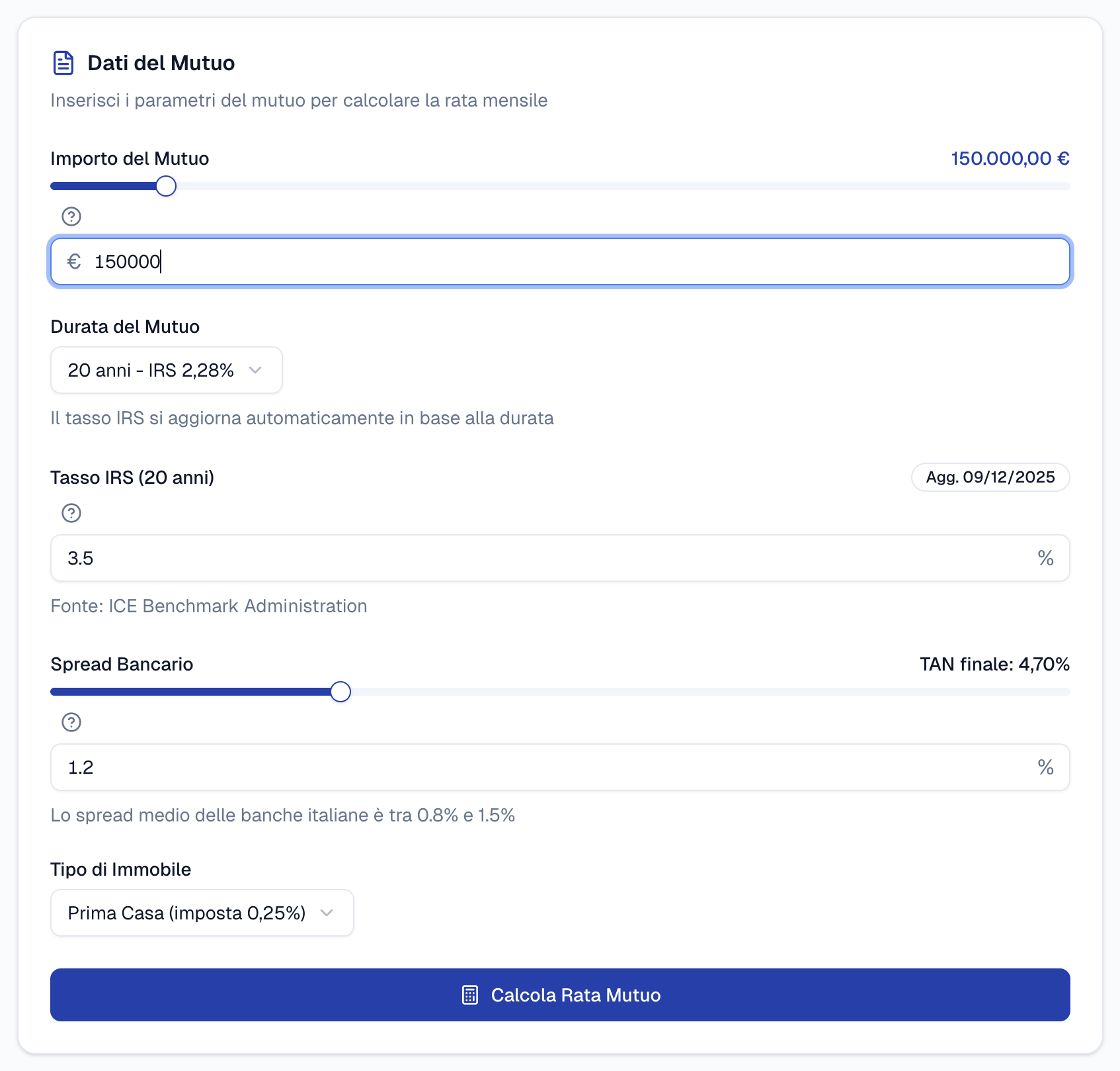 Interfaccia del calcolatore - inserimento dati