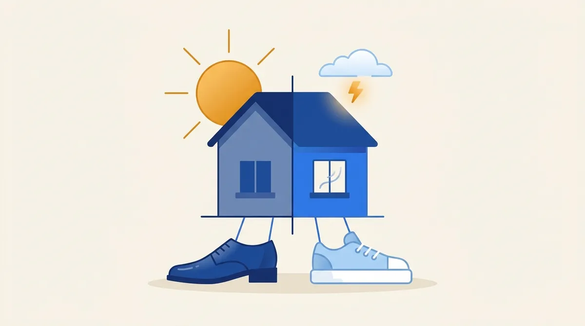 Mutuo a tasso misto: una casa metà fissa e metà variabile, illustrazione