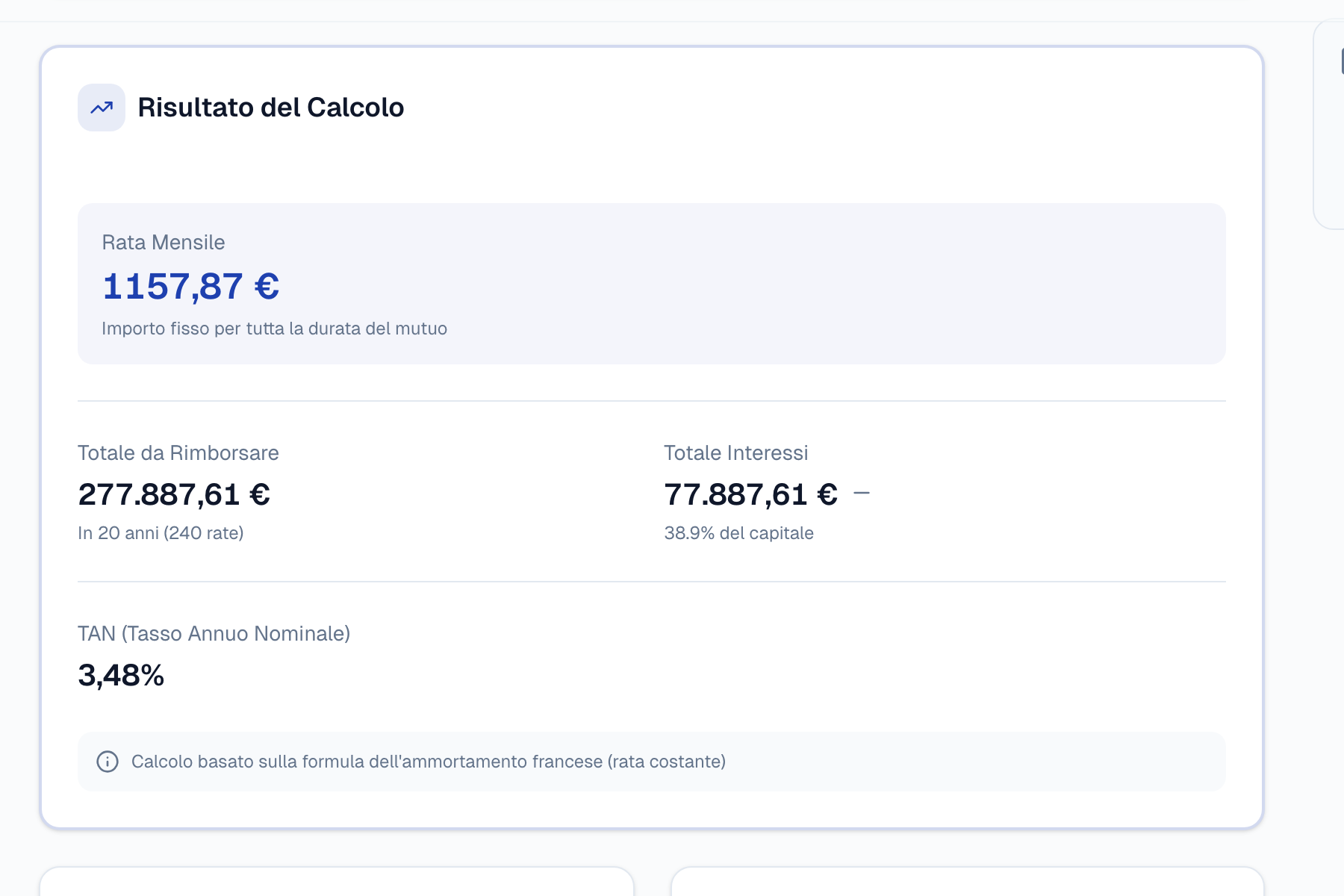 Risultato del calcolo